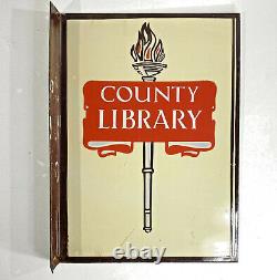 RARE Vintage County Library Porcelain Advertising Flange Sign general store