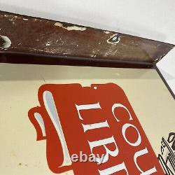 RARE Vintage County Library Porcelain Advertising Flange Sign general store