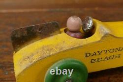 RARE Vintage DAYTONA BEACH Wood Advertising Race Car Toy with Driver 6 Long