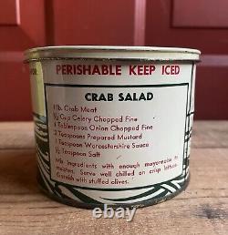 RARE Vintage Ed Martins Fresh Crab Meat 1Lb Tin Can Advertising Country Store