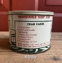 RARE Vintage Ed Martins Fresh Crab Meat 1Lb Tin Can Advertising Country Store