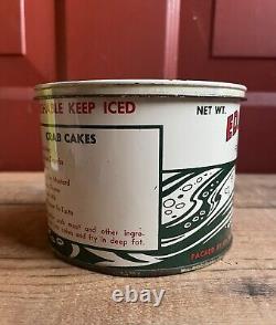 RARE Vintage Ed Martins Fresh Crab Meat 1Lb Tin Can Advertising Country Store