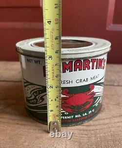 RARE Vintage Ed Martins Fresh Crab Meat 1Lb Tin Can Advertising Country Store