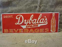 RARE Vintage Embossed Dybala's Beverage Sign Antique Old Cola Soda Drink 9148
