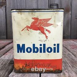 RARE Vintage French MOBILOIL Artic Motor Oil Can Gas Service Station Advertising