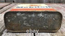 RARE Vintage French MOBILOIL Artic Motor Oil Can Gas Service Station Advertising