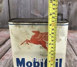 RARE Vintage French MOBILOIL Artic Motor Oil Can Gas Service Station Advertising