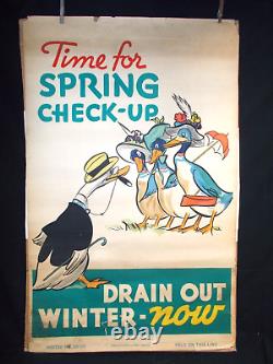 RARE Vintage Gasoline Service Station Spring Advertising Poster Sign, c30s