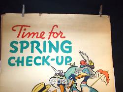 RARE Vintage Gasoline Service Station Spring Advertising Poster Sign, c30s