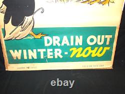 RARE Vintage Gasoline Service Station Spring Advertising Poster Sign, c30s