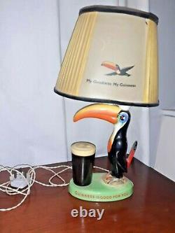 RARE Vintage Guinness Arklow Toucan Lamp. Original Shade. Wkng not tested