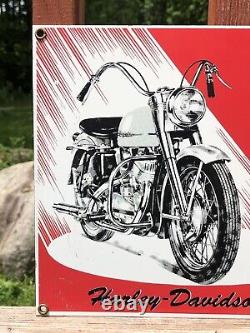 RARE Vintage HARLEY DAVIDSON Motorcycle Bike Ande Rooney Porcelain Sign