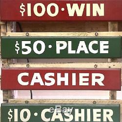 RARE Vintage Horse Race Track Betting Window Used CHURCHILL DOWNS Signs Set of 4