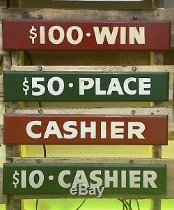 RARE Vintage Horse Race Track Betting Window Used CHURCHILL DOWNS Signs Set of 4