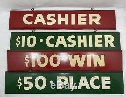 RARE Vintage Horse Race Track Betting Window Used CHURCHILL DOWNS Signs Set of 4