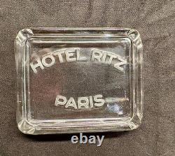 RARE Vintage Hotel Ritz Paris France Ashtray Clear Glass circa 1930's