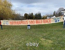 RARE Vintage INDIANAPOLIS 500 Mile Race Indy 500 DS Banner Sign HUGE 28ft Long