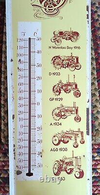 RARE Vintage John Deere Advertising Thermometer Metal Sign Large 24 Tall