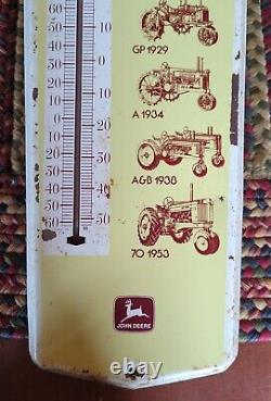 RARE Vintage John Deere Advertising Thermometer Metal Sign Large 24 Tall