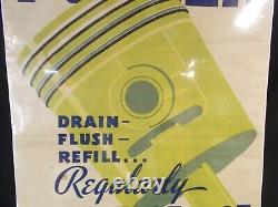 RARE Vintage MOBIL Gasoline Service Station Advertising Poster Sign, ca 40s-50s
