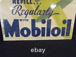 RARE Vintage MOBIL Gasoline Service Station Advertising Poster Sign, ca 40s-50s