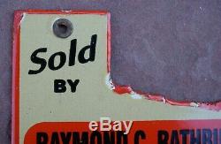 RARE Vintage Motorcycle Dealer Porcelain Sign Rathbun El Paso TEXAS State Shape