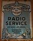 RARE Vintage National Union Radio Tubes Service 2-Sided Metal Advertising SIGN