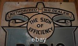 RARE Vintage National Union Radio Tubes Service 2-Sided Metal Advertising SIGN