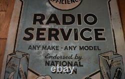 RARE Vintage National Union Radio Tubes Service 2-Sided Metal Advertising SIGN