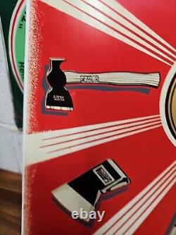 RARE Vintage ORIGINAL COLLINS TOOLS AXE ADVERTISING SIGN 22 x 14 cardboard
