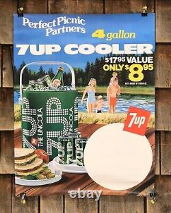 RARE Vintage Original 7UP COOLER Soda Drink The UNCOLA Advertising Poster Sign