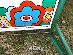 RARE Vintage PETER MAX Psychedelic 2 Sided OPEN 7-UP Soda Advertising Metal Sign