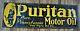 RARE Vintage PURITAN PENNSYLVANIA MOTOR OIL Advertising Tin Tacker SIGN