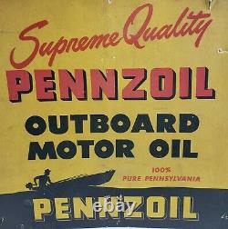 RARE Vintage Pennzoil Outboard Motor Oil Easel Back Sign Store Display Boat Gas