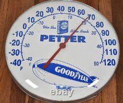 RARE Vintage Petter Blue Book Goodyear Tires Blimp Advertising Thermometer