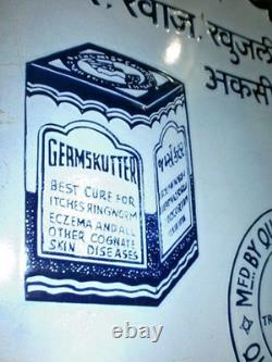 RARE Vintage Queen's Chemists Porcelain Enamel Sign Bombay India 35x20 Advertis