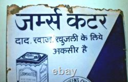 RARE Vintage Queen's Chemists Porcelain Enamel Sign Bombay India 35x20 Advertis