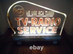 RARE Vintage RCA TUBES TV Radio Lighted Countertop Advertising SIGN