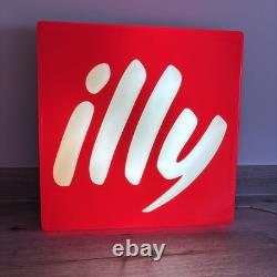 RARE Vintage Reclaimed Coffee Shop Illuminated Sign ILLY COFFEE 48cm x 48cm VGC