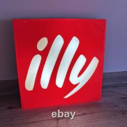 RARE Vintage Reclaimed Coffee Shop Illuminated Sign ILLY COFFEE 48cm x 48cm VGC