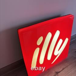 RARE Vintage Reclaimed Coffee Shop Illuminated Sign ILLY COFFEE 48cm x 48cm VGC