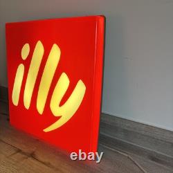 RARE Vintage Reclaimed Coffee Shop Illuminated Sign ILLY COFFEE 48cm x 48cm VGC