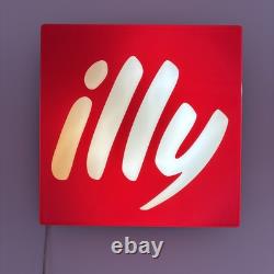 RARE Vintage Reclaimed Coffee Shop Illuminated Sign ILLY COFFEE 48cm x 48cm VGC