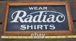 RARE Vintage Reverse Painted Glass WEAR RADIAC SHIRTS Advertising Framed SIGN