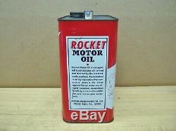 RARE Vintage Rocket Motor Oil 2 Gal Can Metal Advertising Service Gas Station