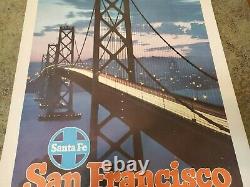 RARE Vintage SANTA FE RR Train SAN FRANCISCO Travel Advertising POSTER 18X24