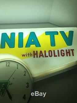 RARE Vintage SYLVANIA TV Lighted Clock/Sign by TEL-A-SIGN AWESOME CONDITION