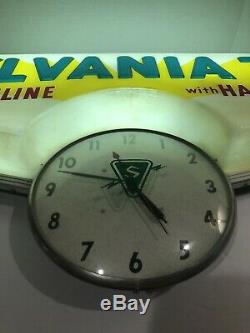 RARE Vintage SYLVANIA TV Lighted Clock/Sign by TEL-A-SIGN AWESOME CONDITION