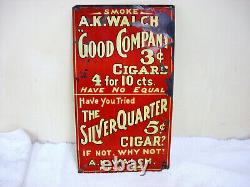 RARE Vintage Tin Cigar Sign 1930's Cigar Sign / 14 x 8