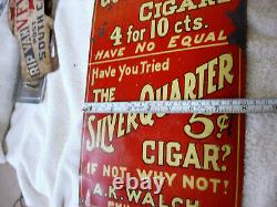 RARE Vintage Tin Cigar Sign 1930's Cigar Sign / 14 x 8